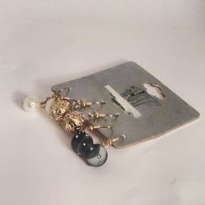 Jewelry - 💝10/$25💝Three Pairs Earrings: white, gold, black Jewelry - 💝10/$25💝Three Pairs Earrings: white, gold, black